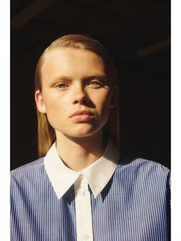 H&M - Women Blue Oversized Poplin Shirt