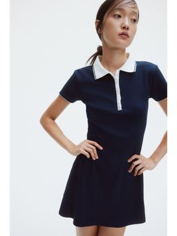 H&M - Women Blue Fla-Skirt Polo Dress