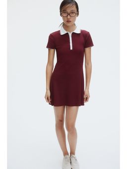 H&M - Women Red Fla-Skirt Polo Dress