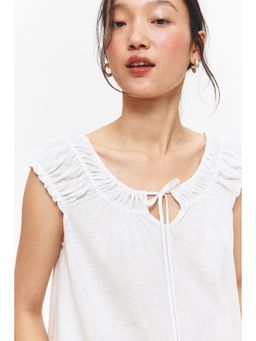 H&M - Women White Gathe Jersey Top