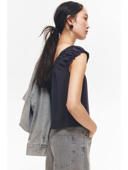 H&M - Women Grey Gathe Jersey Top