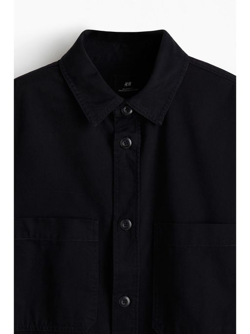 Buy H&M Relaxed Fit Twill Overshirt Black (XS) Online