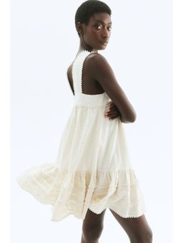 H&M - Women Beige Embroide Cotton Dress