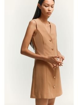 H&M - Women Brown Button-Front Dress