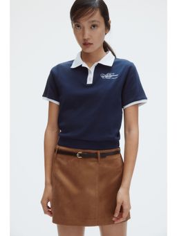 H&M - Women Blue Cotton Polo Shirt