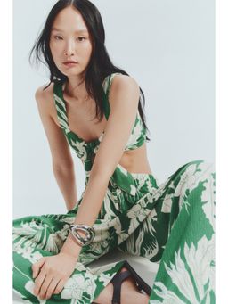 H&M - Women Green Tie-Detail Crop Top