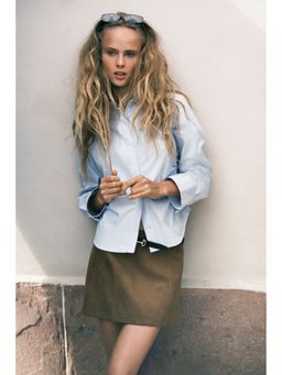 H&M - Women Blue Draped Cotton Shirt