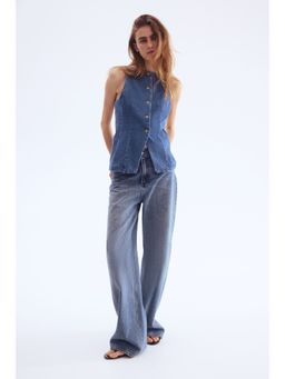H&M - Women Blue Tailo Denim Waistcoat