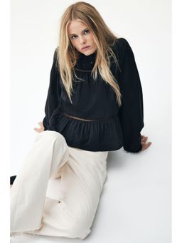 H&M - Women Black Embroide Cotton Blouse