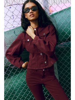 H&M - Women Red Waisted Twill Shirt