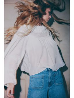 H&M - Women White Embroide Viscose Blouse