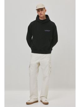 H&M - Men Black Loose Fit Printed Hoodie