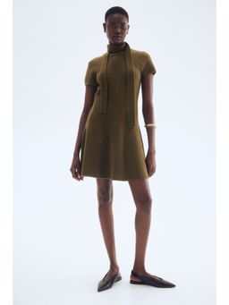 H&M - Women Green Scarf-Detail Knitted Dress