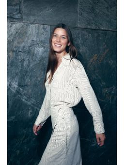 H&M - Women White Oversized Printed Shirt