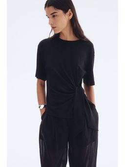 H&M - Women Black Tie-Detail Top