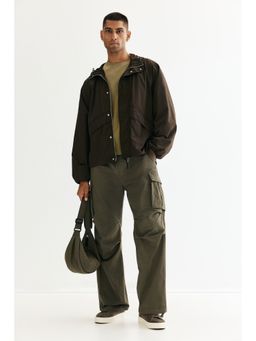 H&M - Men Green Loose Fit Nylon Windbreaker