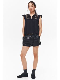 H&M - Women Black Textu Jersey Top