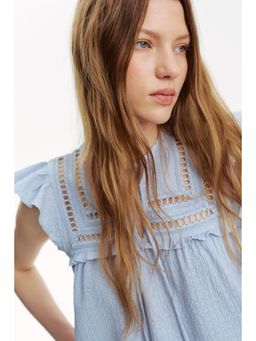 H&M - Women Blue Textu Jersey Top