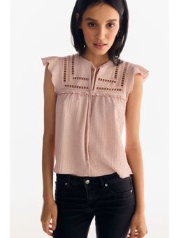 H&M - Women Pink Textu Jersey Top