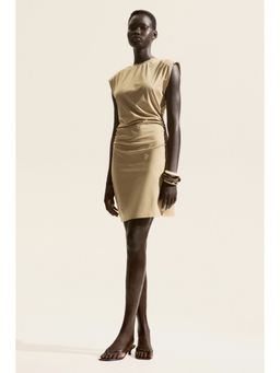 H&M - Women Beige Shoulder-Pad Interlock Dress