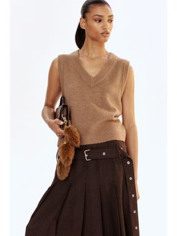 H&M - Women Beige Short Sweater Vest