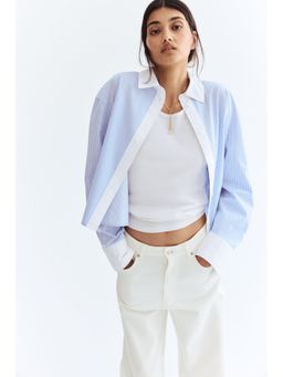 H&M - Women Blue Short Poplin Shirt