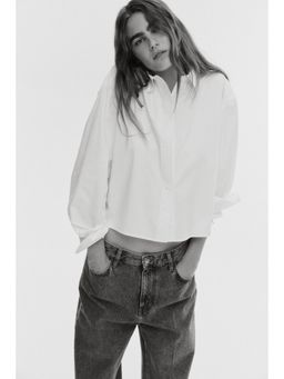 H&M - Women White Short Poplin Shirt