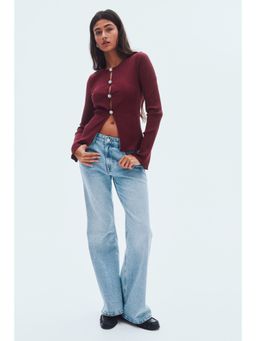 H&M - Women Red Button-Detail Top