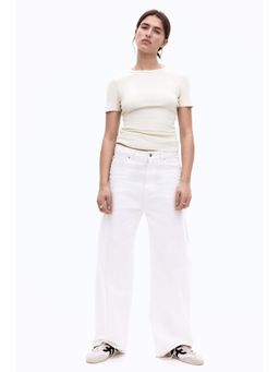 H&M - Women Beige Fitted T-Shirt