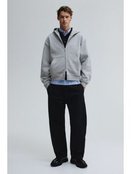 H&M - Men Grey Loose Fit Boxy-Style Zip-Through Hoodie
