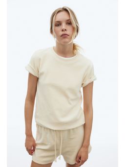 H&M - Women Beige Velour T-Shirt