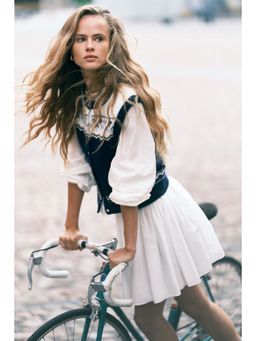 H&M - Women Blue Jacquard-Knit Sweater Vest