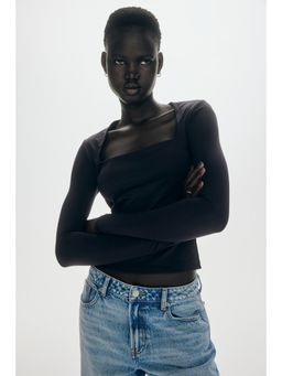 H&M - Women Black Long-Sleeved Microfibre Top
