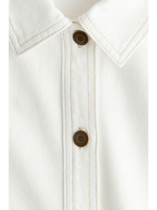 h&m white dress gold buttons Women's White Button-Front Dress