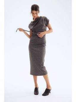 H&M - Women Grey Draped Belted Dress