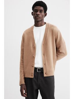 H&M - Men Beige Regular Fit Brushed Cardigan