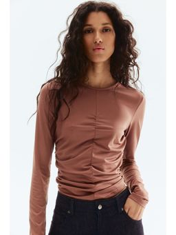 H&M - Women Brown Draped Long-Sleeved Top