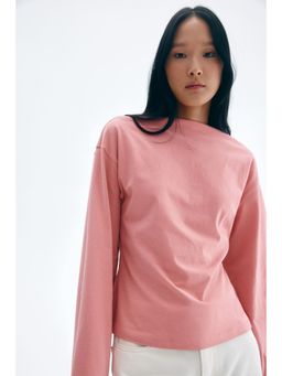 H&M - Women Pink Boat-Neck Cotton Top