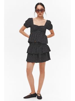 H&M - Women Grey Smocked Peplum Blouse