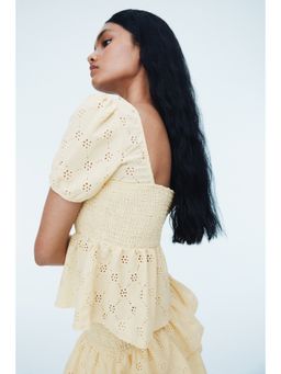 H&M - Women Yellow Smocked Peplum Blouse