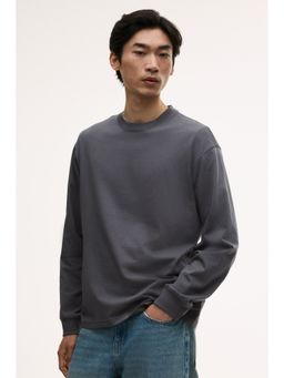 H&M - Men Grey Loose Fit Long-Sleeved Jersey Top