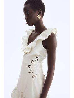 H&M - Women Beige Broderie Anglaise Dress