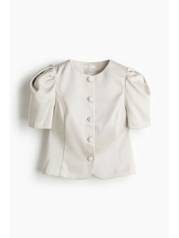 H&M - Women Beige Puff-Sleeved Blouse