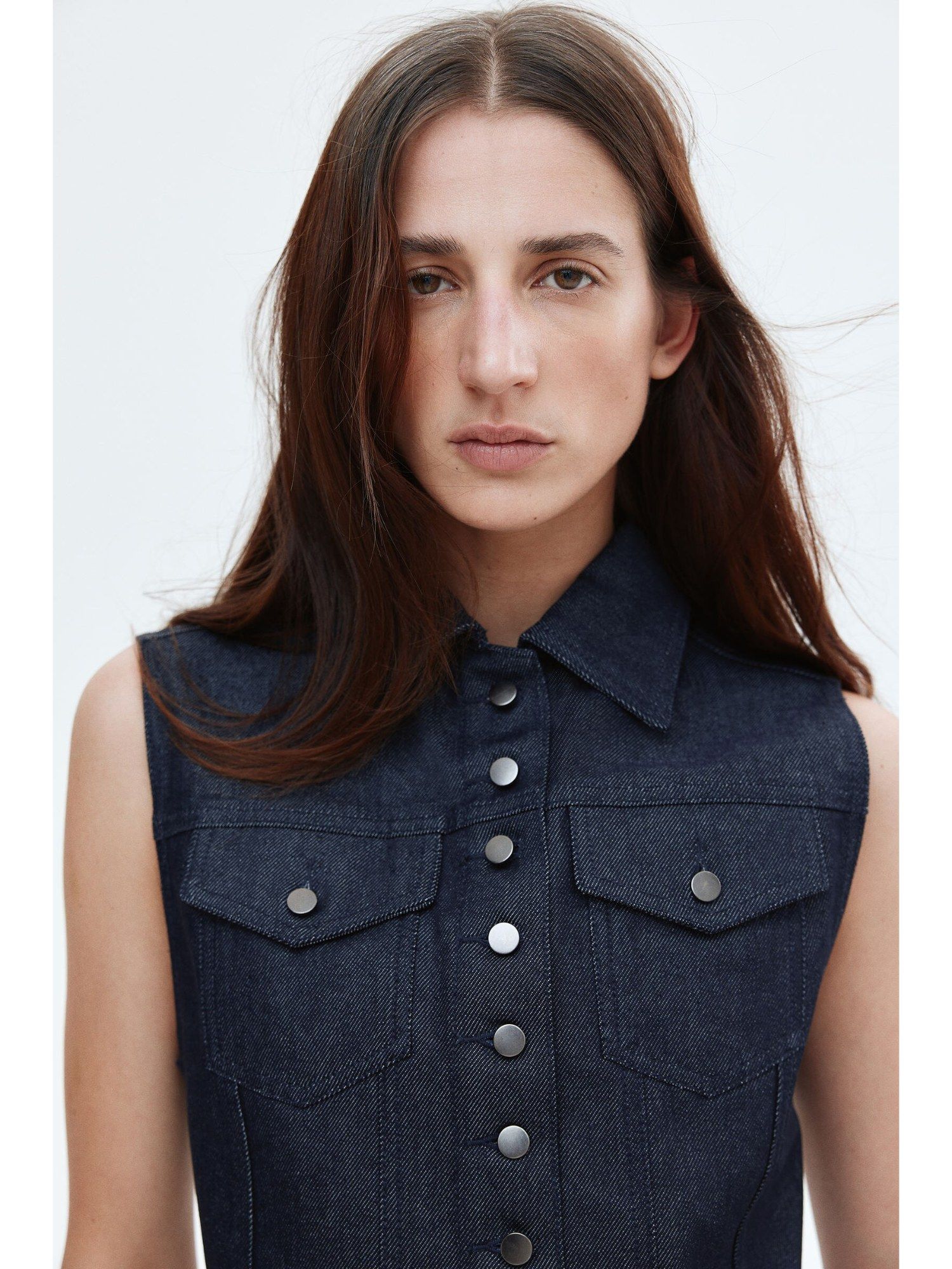 h&m Women Blue Denim Gilet-picture-21