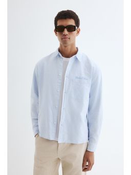 H&M - Men Blue Loose Fit Oxford Shirt
