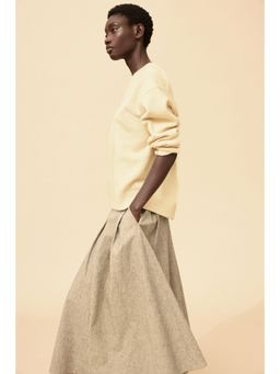 H&M - Women Yellow Oversized V-Neck Jumper