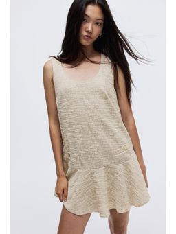 H&M - Women Beige Jacquard-Weave Dress
