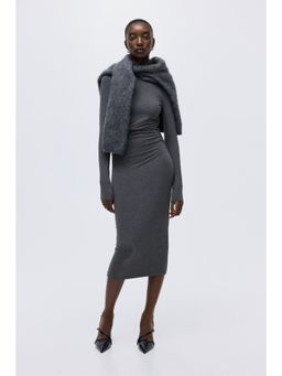 H&M - Women Grey Draped Bodycon Dress