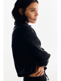 H&M - Women Grey Cotton Muslin Shirt