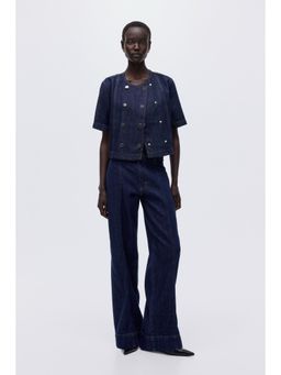 H&M - Women Blue Double-Breasted Denim Shirt